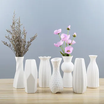 Baltos Keramikos Gėlių Vaza Namų Kambarį Dekoro Imitacija, Džiovintų Gėlių Puodą Šiaurės Paprasta Stiliaus Dizainas Gėlių Išdėstymas
