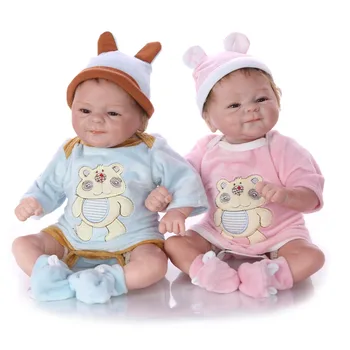 Bebe lėlės reborn baby dvyniai berniukas ir mergaitė silikono kūdikių lėlės, žaislai vaikams, dovana 43cm boneca atgimsta menino