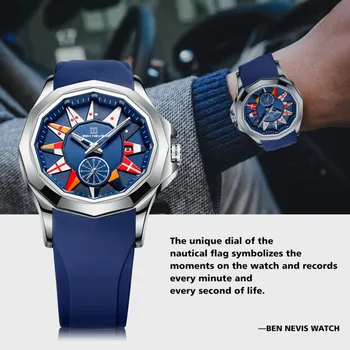 Ben Nevis vyriški Laikrodžiai Mados Kvarcinis Analoginis laikrodis su Data Karinės Žiūrėti Vandeniui Silikoninė Guma Dirželis Laikrodis Žmogui