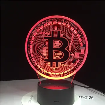 Bitcoin Pasirašyti 3D Šviesos Modeliavimo Nakties Žiburiai 7 Spalvinga Usb Monetos Stalo Lempos Kūdikio Miegamojo Miego Apšvietimo Biuras Šviesos AW-2136
