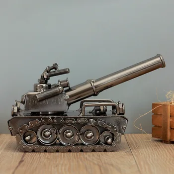 CAPTAINIRON Retro Tank Modelis Geležies Bakas Figūrėlės Miniatiūros Metalo Amatų, Apdailos Karo Ornamentas, Suvenyrai Senovinių Namų Dekoro