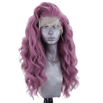 Charizma Gamtos Valsčiaus Ranka Sąlygotosios Banguoti HairDaily Makiažas Sintetinių Nėriniai Priekiniai Perukai Moterims, Raudonos Perukas Cosplay Perukas