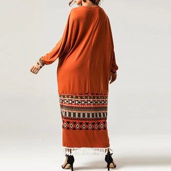 CHICEVER Indie Folk Suknelė Moterų Spausdinti Nukentėjo Spalva, O Kaklo Žibintų Rankovėmis Plius Dydis Atsitiktinis Palaidų Maxi Suknelės Moterims 2020 Drabužiai