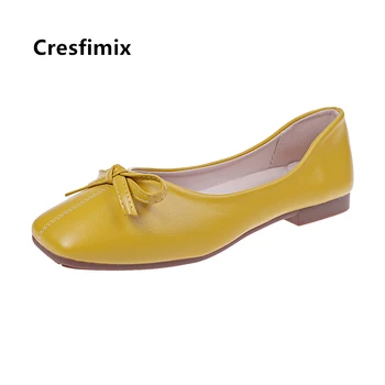 Cresfimix zapatos de mujer moterų mielas saldus žalios minkšti, plokšti batai ponios kietas geltonas office pavasarį & vasaros batai zapatos a9042