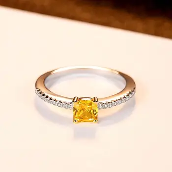 Crystal Moterų Natūralus Geltonasis Safyras Žiedas Nekilnojamojo 925 Sterlingas Sidabro Vestuviniai Žiedai Moterims, Žada Mažų Vestuvinis Žiedas