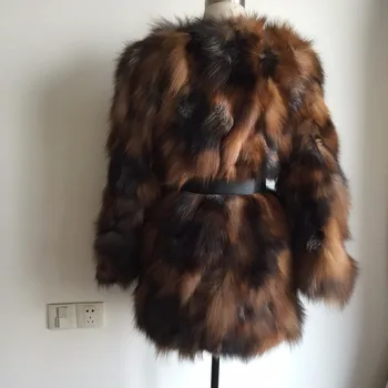 Derliaus Nekilnojamojo Fox Fur Coat Klasikinio Dizaino Naturel Lapės Kailio Ilgi Paltai Moterims Viršuje Striukė užsakymą didelio dydžio prabangus šiltas kailis AH671