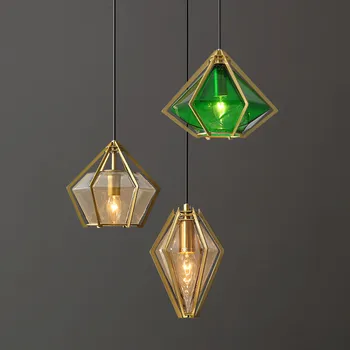 Diamond stiklo geometrinis sieniniai šviestuvai valgomasis kambarys Baltos spalvos žalias stiklas šiuolaikinės priedai veltiniams, vilna lempa led skandinavijos Pakabos lempos