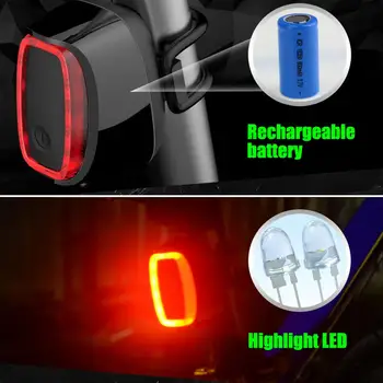 Dviračių Smart Auto Stabdžių Šviesos Jutimo USB Įkrovimo Uodegos Šviesos IPx6 Vandeniui LED Šviesa Dviračio Galinis Žibintas Priedai