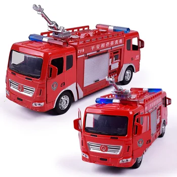 Elektros Lieto Lydinio Automobilių Modeliai Metalo Inžinerijos ir Transporto priemonės, Žaislai Vaikams, 2 vadovai Priešgaisrinės Gelbėjimo Sunkvežimis Didelio Gaisro Variklio mkd3