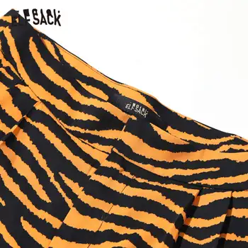 ELFSACK Oranžinis Tigras Dryžuotas Tiesiai Atsitiktinis Moterų Pločio Kojų Kelnės 2020 M. Rudenį ELF Aukšto Juosmens korėjos Ponios Kasdien Apačioje