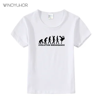 Evoliucija Breakdance Spausdinti marškinėliai Medvilnės Baby Mergaičių, Vaikų trumpomis Rankovėmis O-kaklo T-shirt Hip-Hop Berniukai Tee Viršūnes Drabužiai