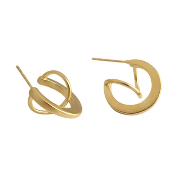 F. I. N. S Šiuolaikinių Moterų Auskarai 2019 Unikalaus Dizaino Twist Geometrinis Stud Auskarai, 925 Sidabras, Aukso korėjos Auskarai Fine Jewelry