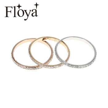 Floya FullFilled Kristalų Moterų Mišinys, Žiedai, Nerūdijančio Plieno Pagrindo Priedai Keičiamos Žiedas Bague Acier