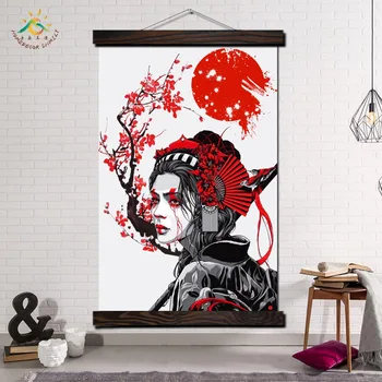 Geiša Japonija Šukuosena Kimono Senovinių Plakatų ir grafikos Pažymėkite Tapybos Drobė Menas Sienos Nuotraukas Rėmo Dažymo Namų Puošybai