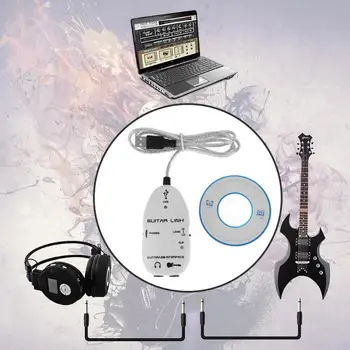 Gitara USB Garso Grotuvas, Garso plokštė, Efektorius Sąsaja Nuorodą Garso Kabelis Muzikos Įrašymo Adapteris palaiko 
