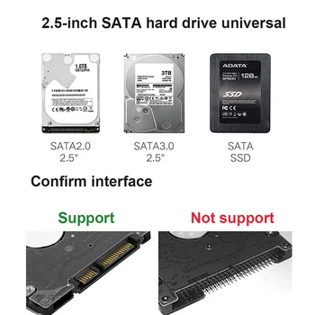 Hannord HDD Talpyklos 5Gbps 2.5 colių Skaidrus HDD Case SATA 3.0, USB 3.0 Išorinis Kietasis Diskas SSD Talpyklos Lauke 2TB UASP