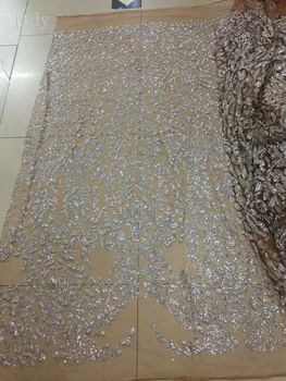HL0247# Abrikosų bazinė medžiaga sidabro blizgučiai vietoje audiniu Afrikos suknelė prancūzijos suknelė naudojamas su vestuvių suknelė vakarienė etapas
