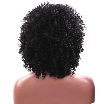 Houyan 14 colių trumpų plaukų perukas ponios Afrikos garbanotas didelio tankio plaukų kirpčiukai sintetinė aukštos temperatūros perukas mažas garbanotas plaukų perukas