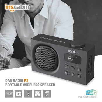Inscabin P2 Nešiojamų DAB/DAB+ FM Skaitmeninis Radijas/Belaidis Garsiakalbis su Bluetooth/Dual Žadintuvas/Įkraunama Baterija