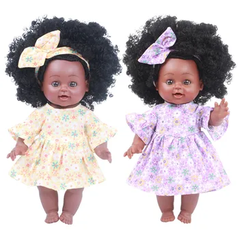Juoda Mergina Lėlės Afrikos Amerikos Žaisti Lėlės Tikroviška 35cm Kūdikių Žaisti Lėlės, Žaislai Vaikams Gimtadienio Lėlės Kūdikio Dovana Meninas