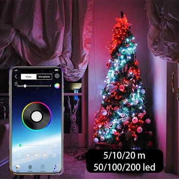 Kalėdinė Dekoracija Namuose USB LED Styginių Šviesos App Kontrolės String Žibintai 2020 Girliandą Pasakų Šviesos Kalėdų Papuošalai