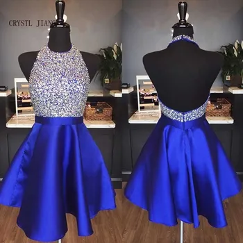 Karšto Pardavimo Kokteilis Suknelė 2021 Skraiste kokteilis Apynasrio Sunkiųjų Duobute Royal Mėlyna Satino Seksuali Atvira nugara Trumpą Mini Kokteilių Suknelė
