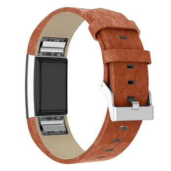 Karšto vientisos spalvos natūralios Odos Žiūrėti, Diržu, Fitbit Mokestis 2 Smart Watch Band Reguliuojama Apyrankė Pakeitimo WatchBand Prekes