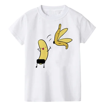 Kid ' s Bananų Disrobe Juokinga Dizainas, Print T-shirt Vasaros Humoro Anekdotas Hipster Marškinėliai Balti Atsitiktinis T Shirts Komplektus Streetwear