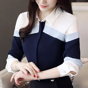 Korėjos mados drabužių 2019 blusas femininas marškinėliai moterims topai ilgomis rankovėmis šifono palaidinė marškinėliai mygtuką Juostele harajuku 0184