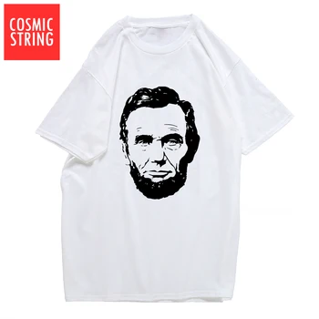 KOSMINĖS STRING medvilnės vasaros Abraomas Linkolnas spausdinti vyrų marškinėliai atsitiktinis trumpas rankovės vyrų marškinėlius cool t-shirt vyrai laisvi tee marškinėliai