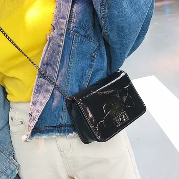 Krepšiai Moterų 2019 Marmuro Modelio Pečių Maišą Dizainerio Rankinės Lock Sagtis Laukinių Messenger Mažas Kvadratas Marmuro Juoda Balta Krepšys