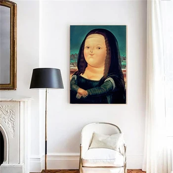 Kūrybos Mona Lisa Riebalų cute Girl plakatus spausdina drobės, paveikslai, sienos meno kambarį dekoro kambarių estetinio Apipavidalinimo