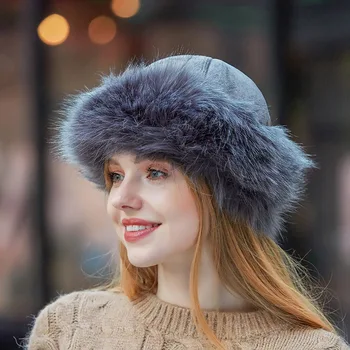 Lady Purus Imitacija Lapės Kailio Kepurę 2020 Moterų Skrybėlės Lankelis Žiemos Earwarmer Slidinėjimo Kepurę Moterų Skrybėlės Rudenį