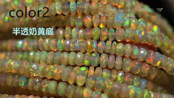 Laisvas karoliukai geltoni vaivorykštė opal roundel briaunotas 2.5-4.7 m AAAA 20cm, 