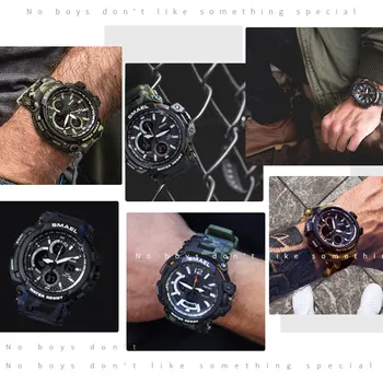 LED Kvarciniai Laikrodžiai Prabanga SMAEL Kietas Vyrų Watch Big Laikrodžiai, Skaitmeninis Laikrodis, Karinės Armijos 1708Waterproof Sporto Laikrodžiai Vyrams