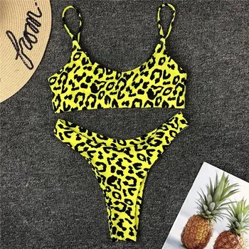 Leopard 2019 Seksualus Bikini Bikini Komplektas Micro Push Up Thong Biquini Maudymosi Kostiumėliai Moterims, Mini Maudymosi Kostiumėlį Moterų Paplūdimio