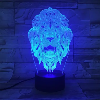 Liūtas Veido Naktį Šviesa 7 Spalva Keičiasi Gyvūnų LED Naktinis Apšvietimas 3D LED Stalas Stalo Lempa Vaikams, Draugų, Namų Dekoravimo, Dovanų