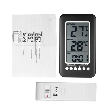 Meterk Temperatūra Laikrodis LCD ℃/℉ Skaitmeniniai Belaidžiai vidaus/Lauko Termometras, Laikrodis Temperatūros Matuoklis Su Siųstuvas