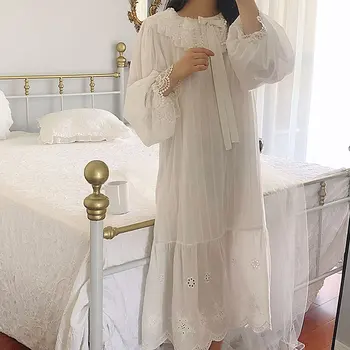 Moterų Palace Stiliaus Suknelė Vintage Princesė Sleepshirts.Lolita Nėrinių Lankas Nightgowns.Viktorijos Nightdress Raukiniai Lounge Sleepwear