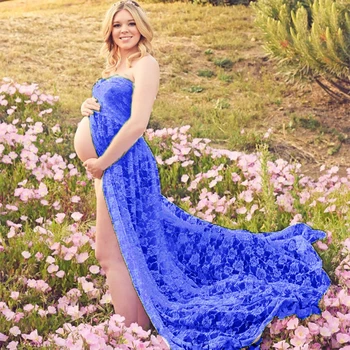Motinystės Shoulderless Nėrinių Fotografijos Rekvizitai, Suknelių nėščiosioms Nėštumo Drabužiai Motinystės Suknelės fotosesiją