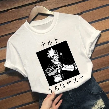 Naruto Mados Japonų Anime Marškinėliai Vyrams Uchiha Sasuke, T-marškinėliai Atsitiktinis, Kietas Streetwear Marškinėlius Porą Hip-Hop Top Tee Vyriška