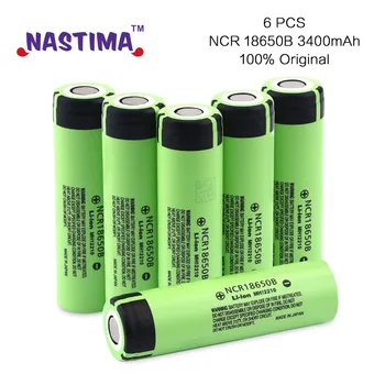 NASTIMA 6PCS NCR18650B 3400mAh 3,7 V ličio jonų bateriją Panasonic LED Žibintuvėlis E-Cigarrettes NCR18650B