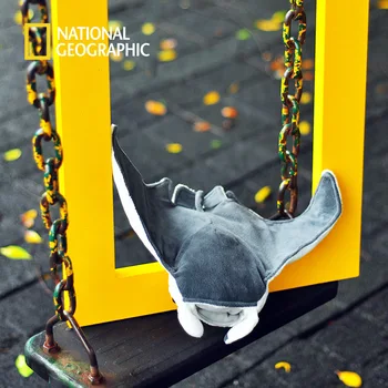 National Geographic 47CM Velnio Žuvis Pliušiniai Žaislai Modeliavimas Plaukioja Spinduliai Įdaryti Gyvūnams, Žaislai Dvigubas Kiss Priekiniai Burną Manta Ray Dol