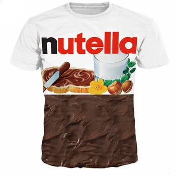 Naujas Mados Porą Vyrų, Moterų Unisex Maisto Nutella Juokinga 3D Spausdinimo Nr. Bžūp Atsitiktinis Gatvės Vasaros Marškinėliai T-Shirts Tees Viršūnės