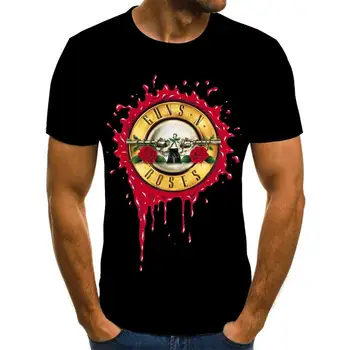 Naujas Mados Punk T Shirt Guns N Roses, T-Marškinėliai Vyrams, Juoda Marškinėlius Sunkiųjų Metalų Viršūnes 3D Ginklą, Išaugo Spausdinti Suknelė Hip-Hop Tees S-6XL