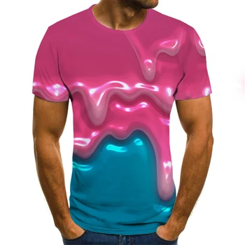 Naujausia 3D Atspausdintas T-Shirt Rašalo Atkreipti Modelis trumpomis Rankovėmis Vasaros Atsitiktinis Viršūnes Tees Mados O-Kaklo Marškinėlius Vyras