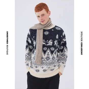 Neapibrėžta žiemos kalėdų džemperis vyrams 2020 spausdinimo megztinis vyrams Puloveris O-kaklo negabaritinių megztinis vyrams, prekės Pora Megztiniai