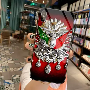 Osmanų imperijos herbas Coque Shell Telefono dėklas Grūdintas Stiklas iPhone 11 Pro XR XS MAX 8 X 7 6S 6 Plus SE 2020 atveju