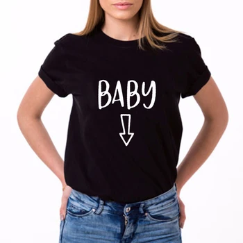 Pora Viršų Tee Pora Nėštumo Skelbimas Kūdikių Alaus Pilvo T-shirt Mama Mama Atitikimo Moterų Juokinga Viršūnes Mėgėjams Marškinėlius (T-shirts