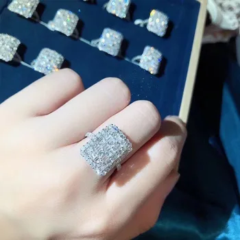 Prabangus Diamond cz Žiedas 925 sterlingas sidabro Bijou Dalyvavimas Vestuvių juostoje Žiedai, Moterų Nuotakos Bauda, Šaliai, Papuošalai